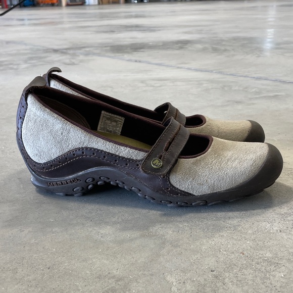 Merrell Brown Tan Mary Jane Loafers Flats Shoes 8 Comfy Walking Adjustable - Picture 1 of 5